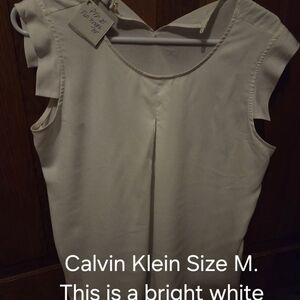 Calvin Klein Women's White Sleeveless Top